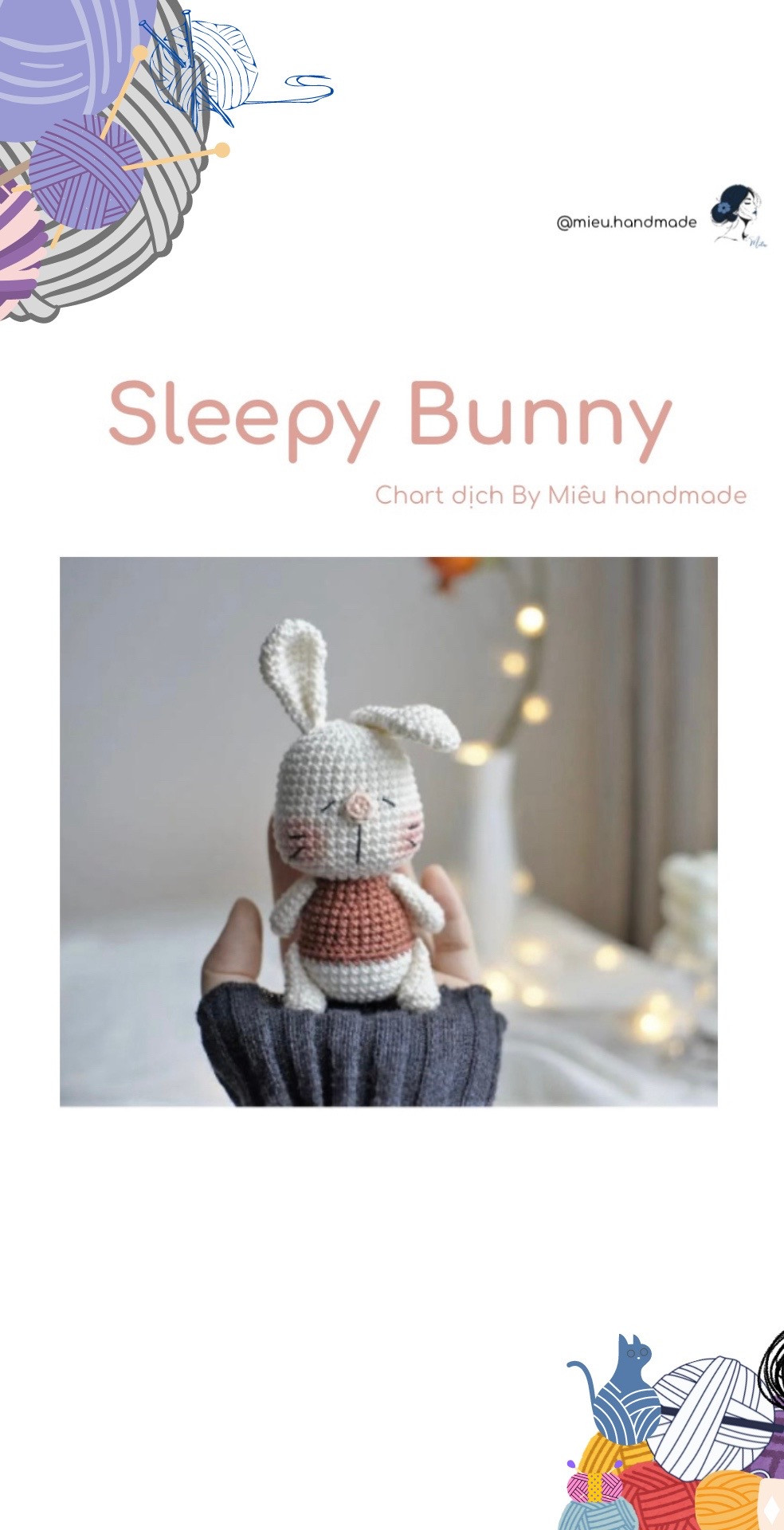 Chart Móc Len Thỏ Ngủ Lì (Sleepy Bunny) - Hướng Dẫn Chi Tiết Từng Hàng