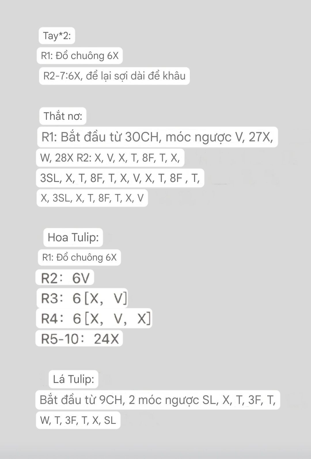 Chart Móc Len Thỏ Nơ Ôm Hoa Tulip