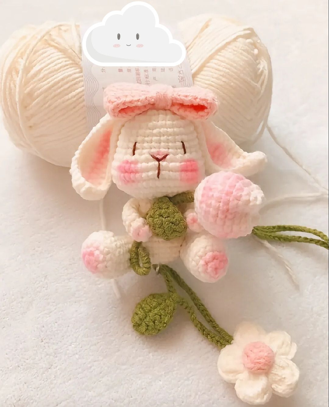 Chart Móc Len Thỏ Nơ Ôm Hoa Tulip