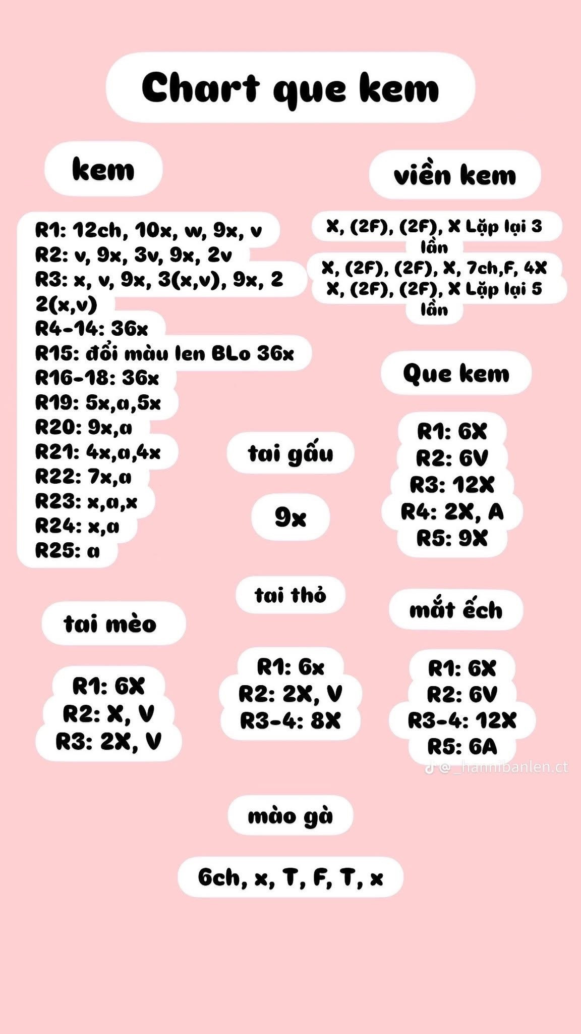 Chart móc len Thỏ ôm phao vịt và que kem nhiều nhân vật