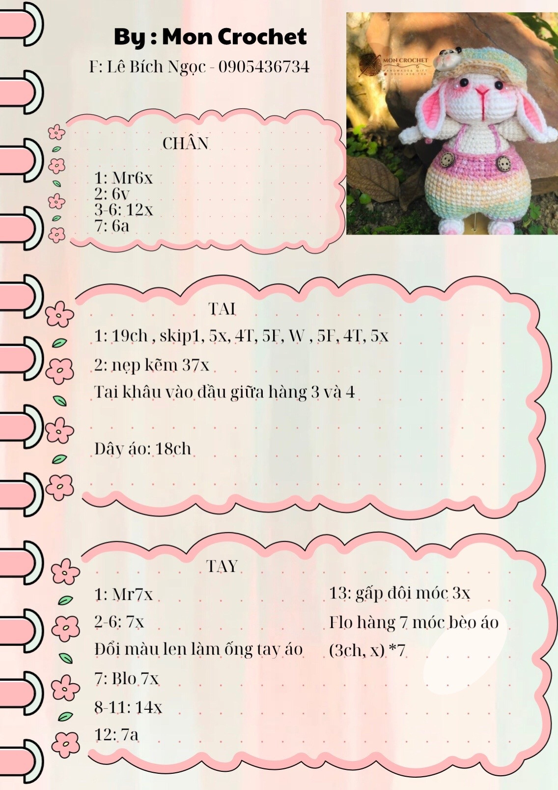 Chart móc len Thỏ Tang Tang đội mũ nôi