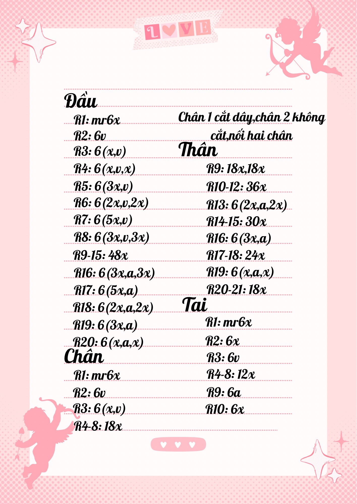 Chart móc len thỏ tình nhân cầm trái tim