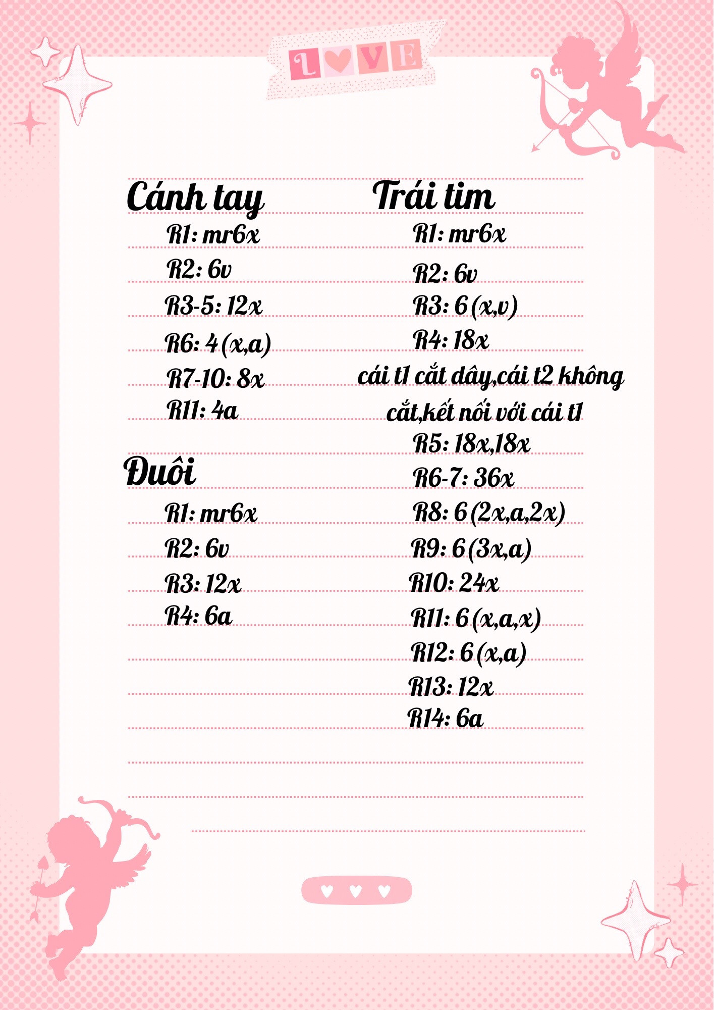 Chart móc len thỏ tình nhân cầm trái tim