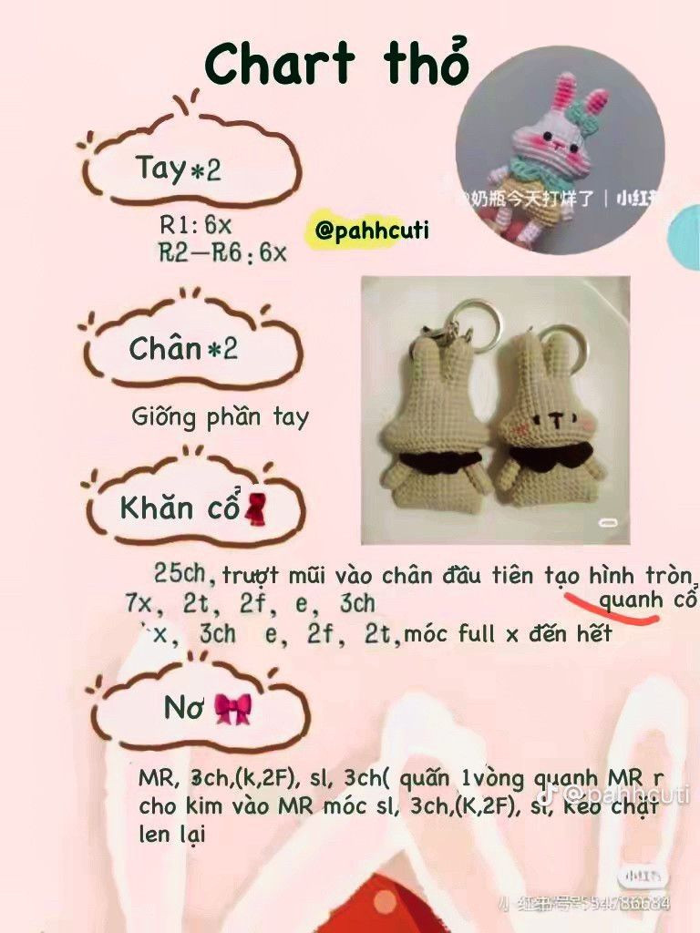 Chart móc len thỏ treo khóa dễ thương