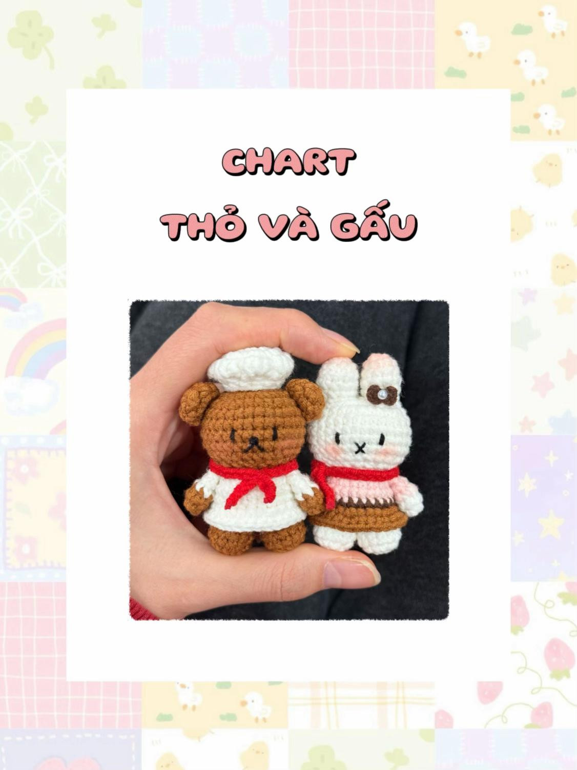 Chart Móc Len Thỏ và Gấu Đầu Bếp Dễ Thương
