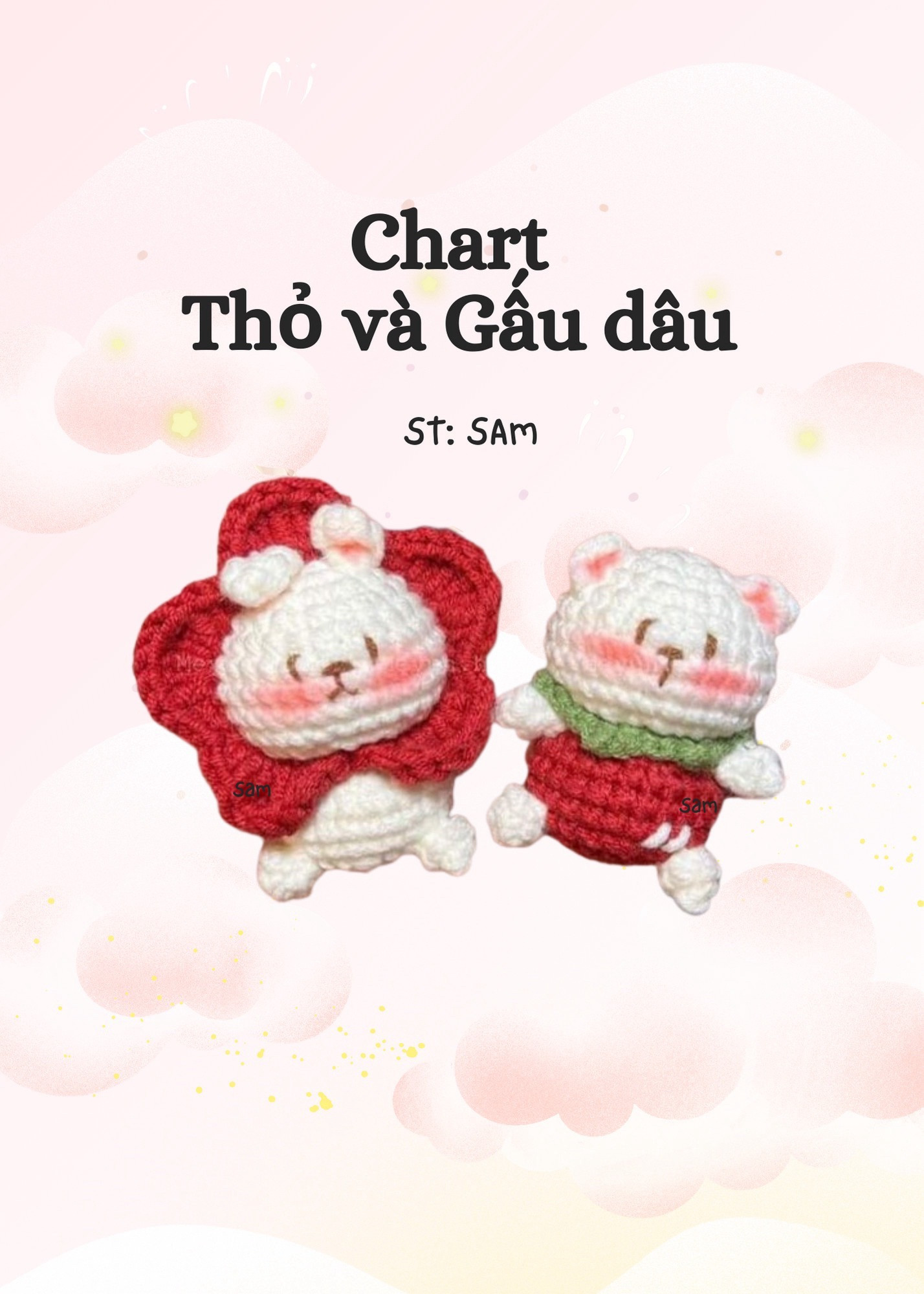 Chart Móc Len Thỏ và Gấu Dâu Ngọt Ngào