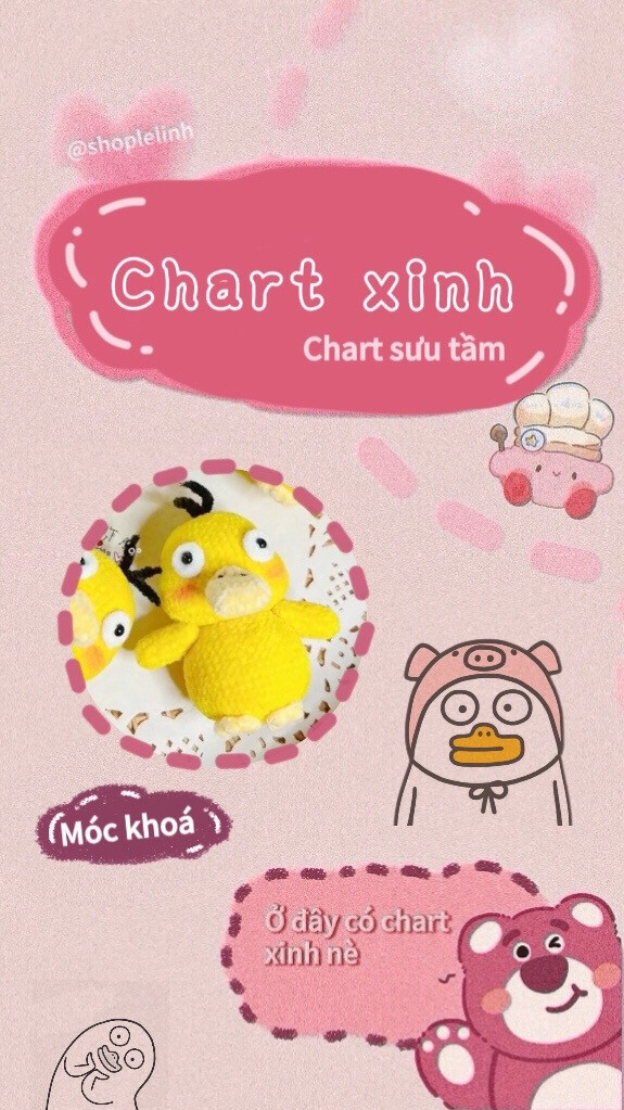 Chart móc len thú mỏ vịt màu vàng