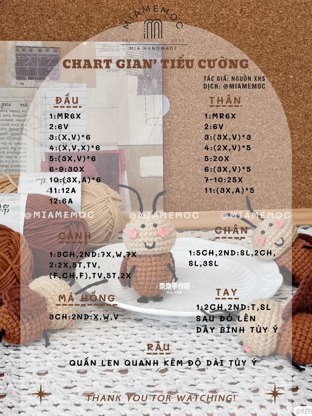 Chart Móc Len Tiểu Cường: Hướng Dẫn Chi Tiết Từng Phần Đầu, Thân, Cánh