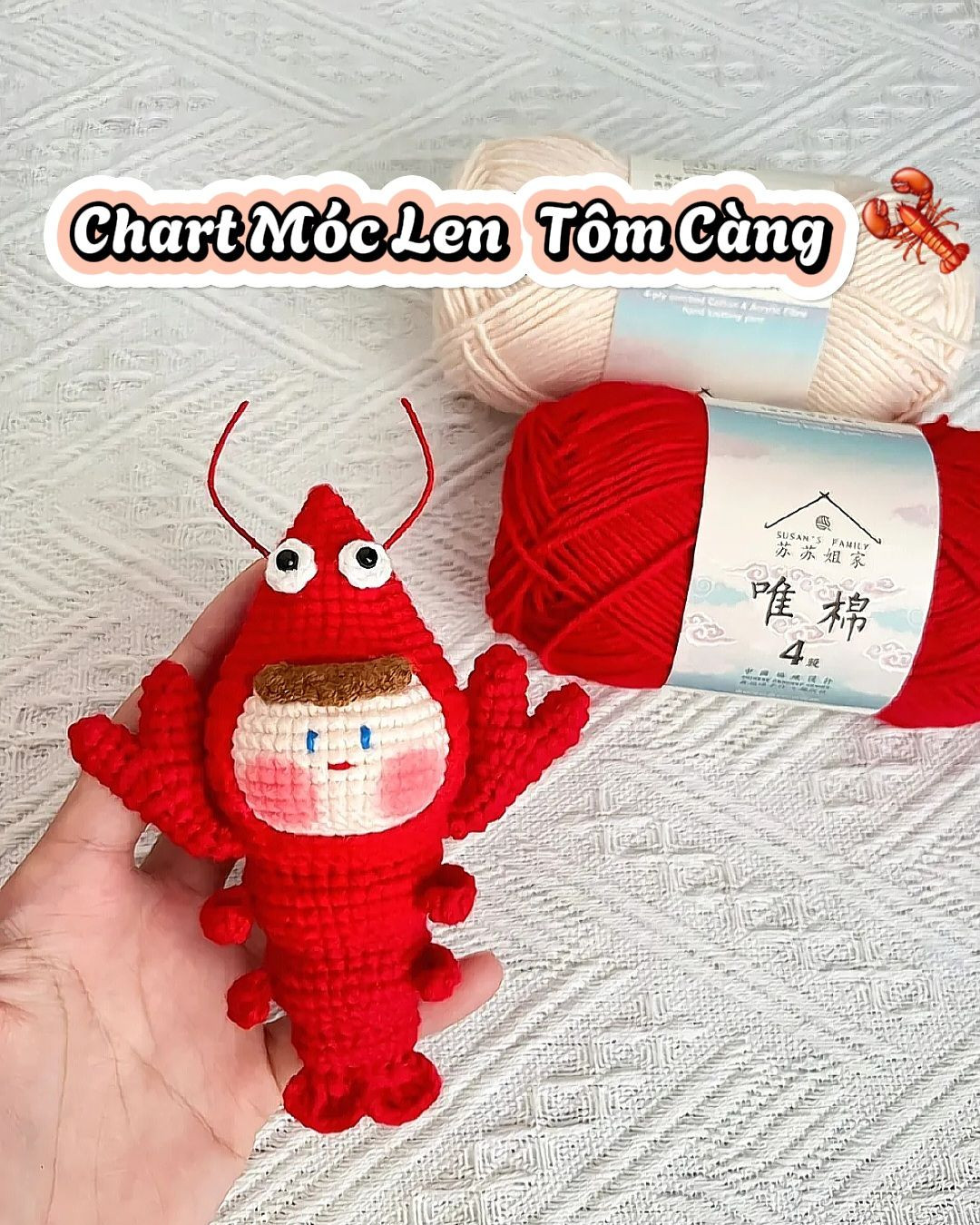 Chart Móc Len Tôm Càng Đỏ Dễ Thương