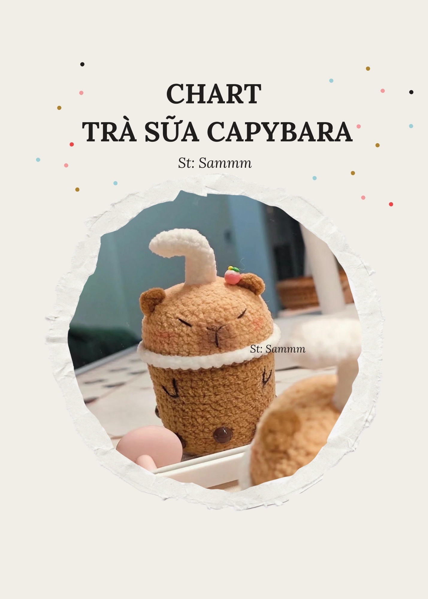 Chart móc len Trà sữa Capybara dễ thương