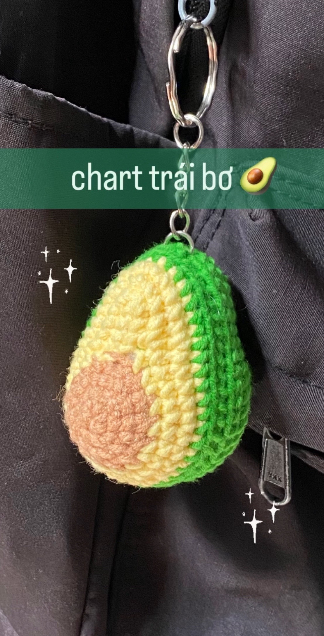 Chart móc len trái bơ dễ thương, hướng dẫn chi tiết từng hàng