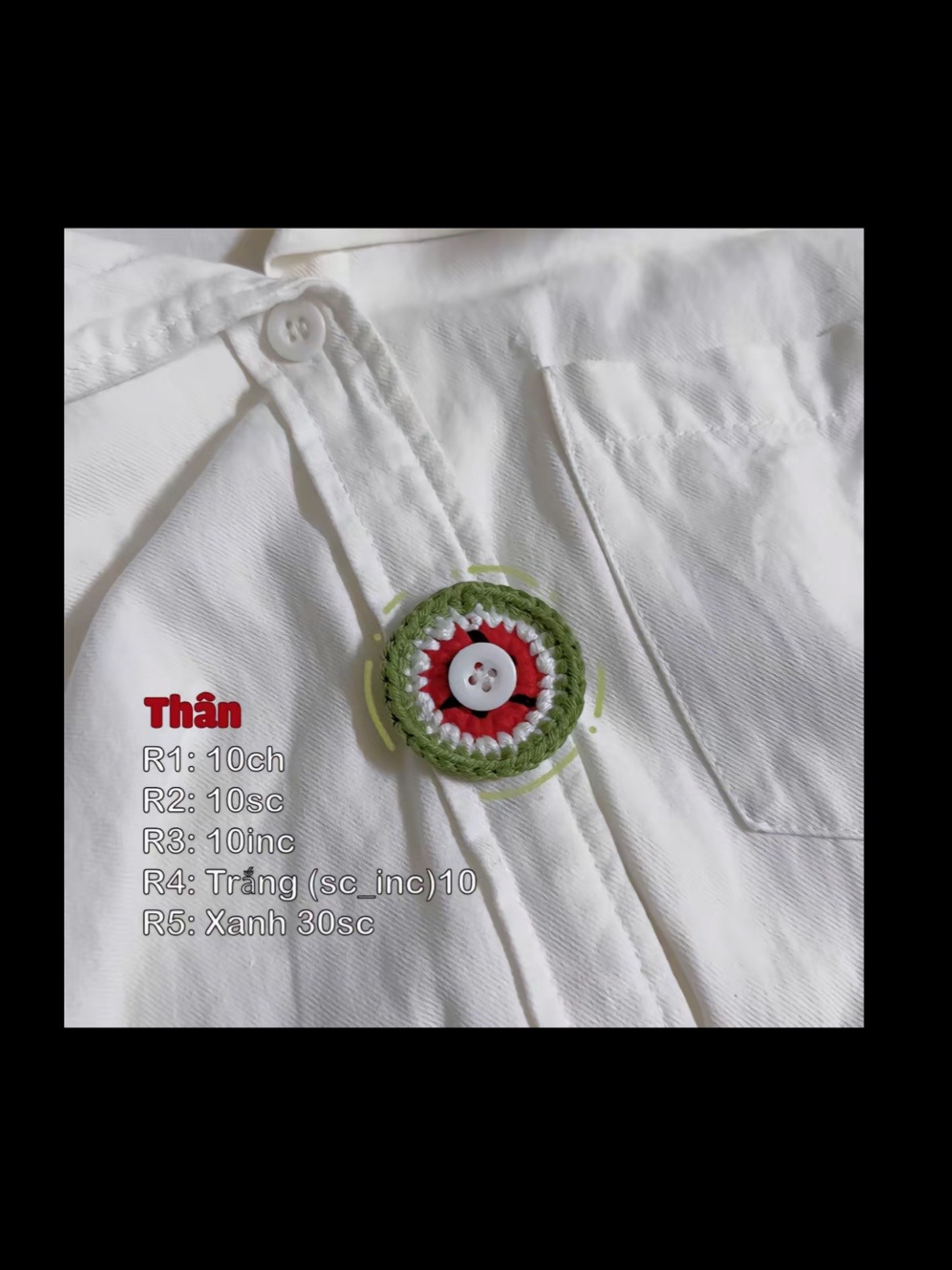 Chart móc len trang trí cúc áo hình trái cây và quả cầu