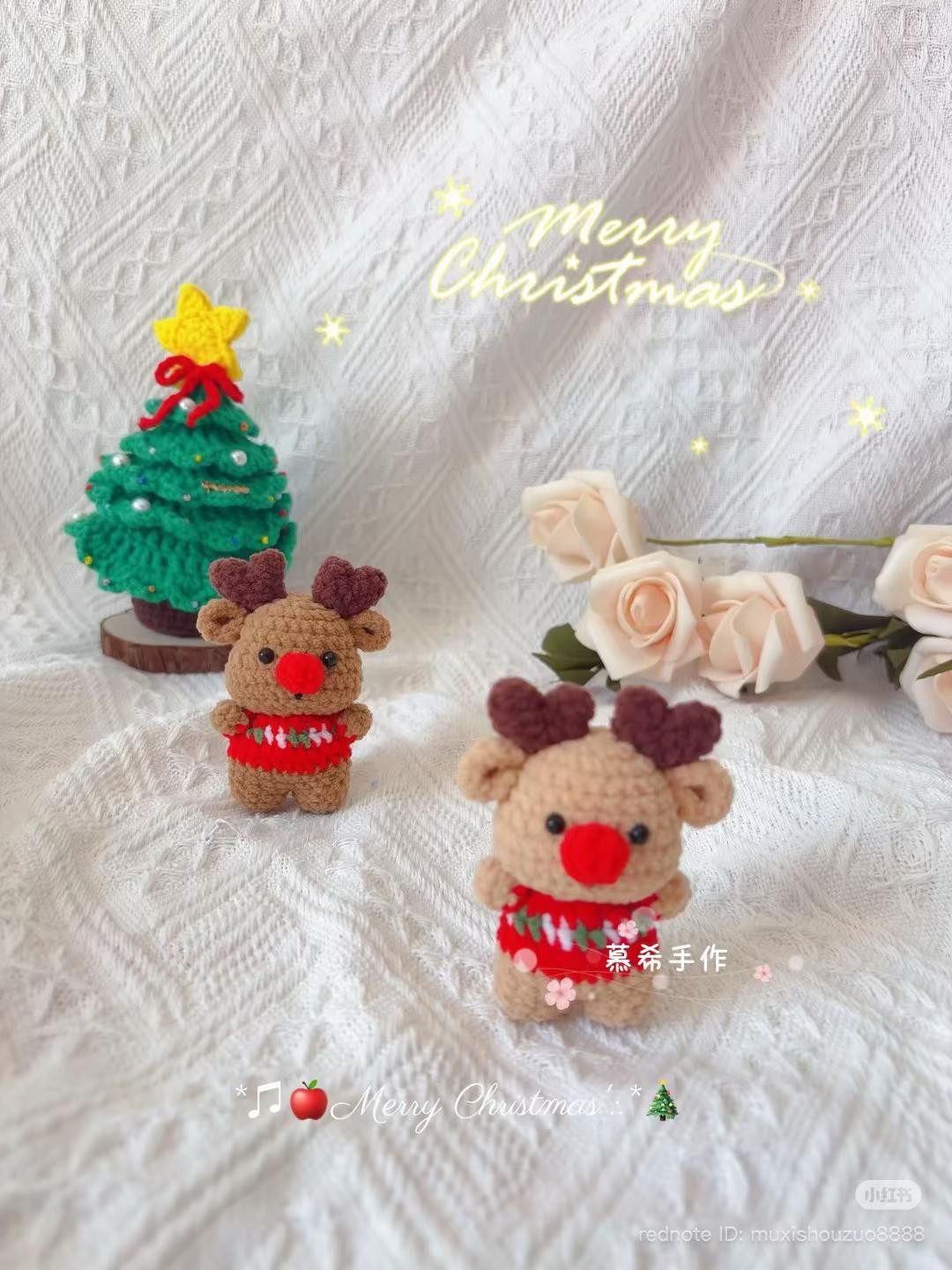 Chart móc len tuần lộc mini Noel dễ thương, hướng dẫn từng hàng