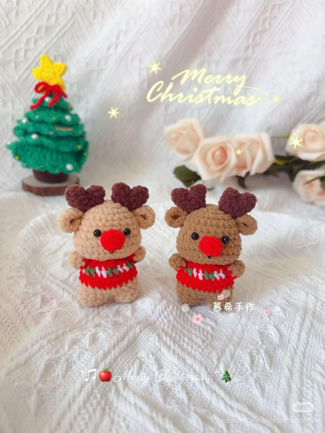 Chart móc len tuần lộc mini Noel dễ thương, hướng dẫn từng hàng