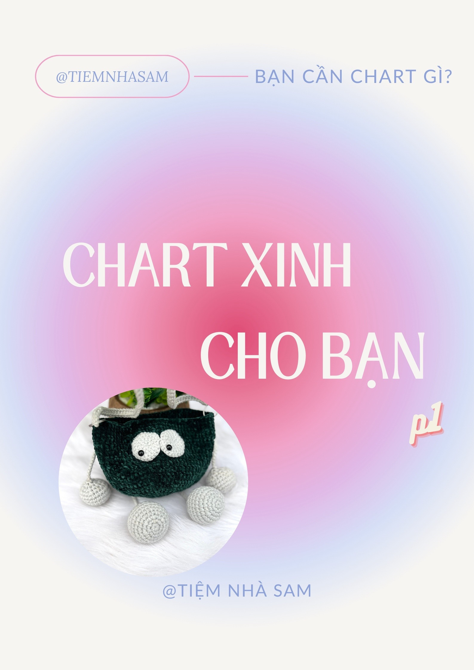 Chart móc len Túi Bồ Hóng xanh đen dễ thương