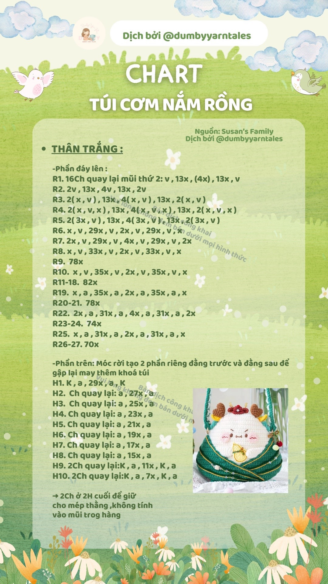 Chart móc len Túi cơm Năm Rồng - Dịch bởi Dumby Yarn Tales