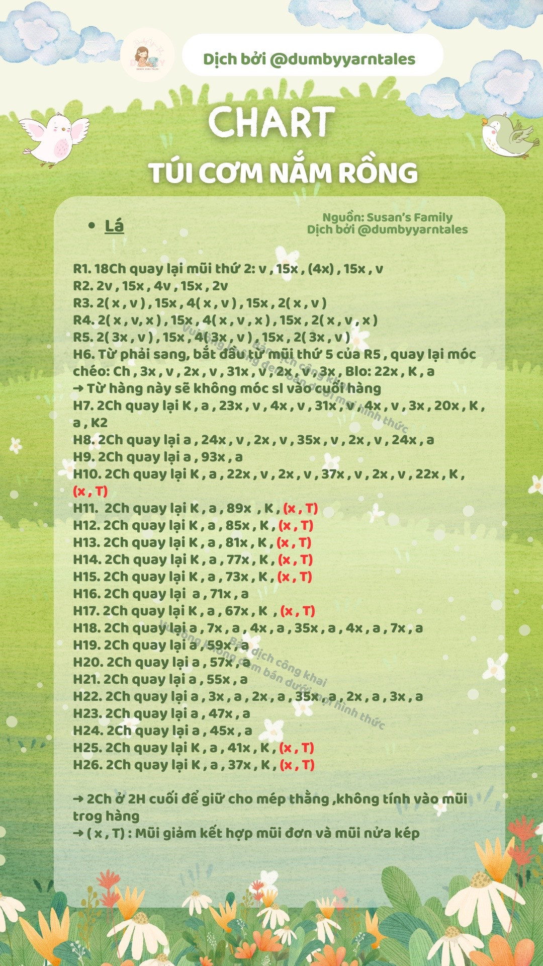 Chart móc len Túi cơm Năm Rồng - Dịch bởi Dumby Yarn Tales
