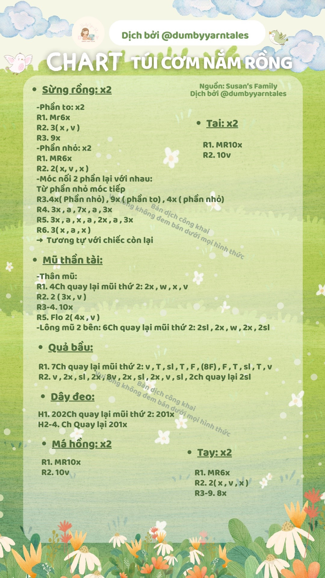 Chart móc len Túi cơm Năm Rồng - Dịch bởi Dumby Yarn Tales