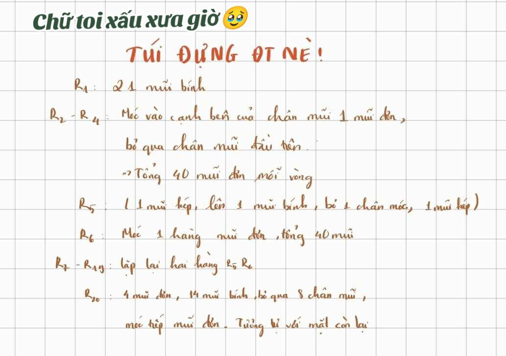 Chart móc len túi đựng điện thoại màu đỏ trắng đính hoa hồng