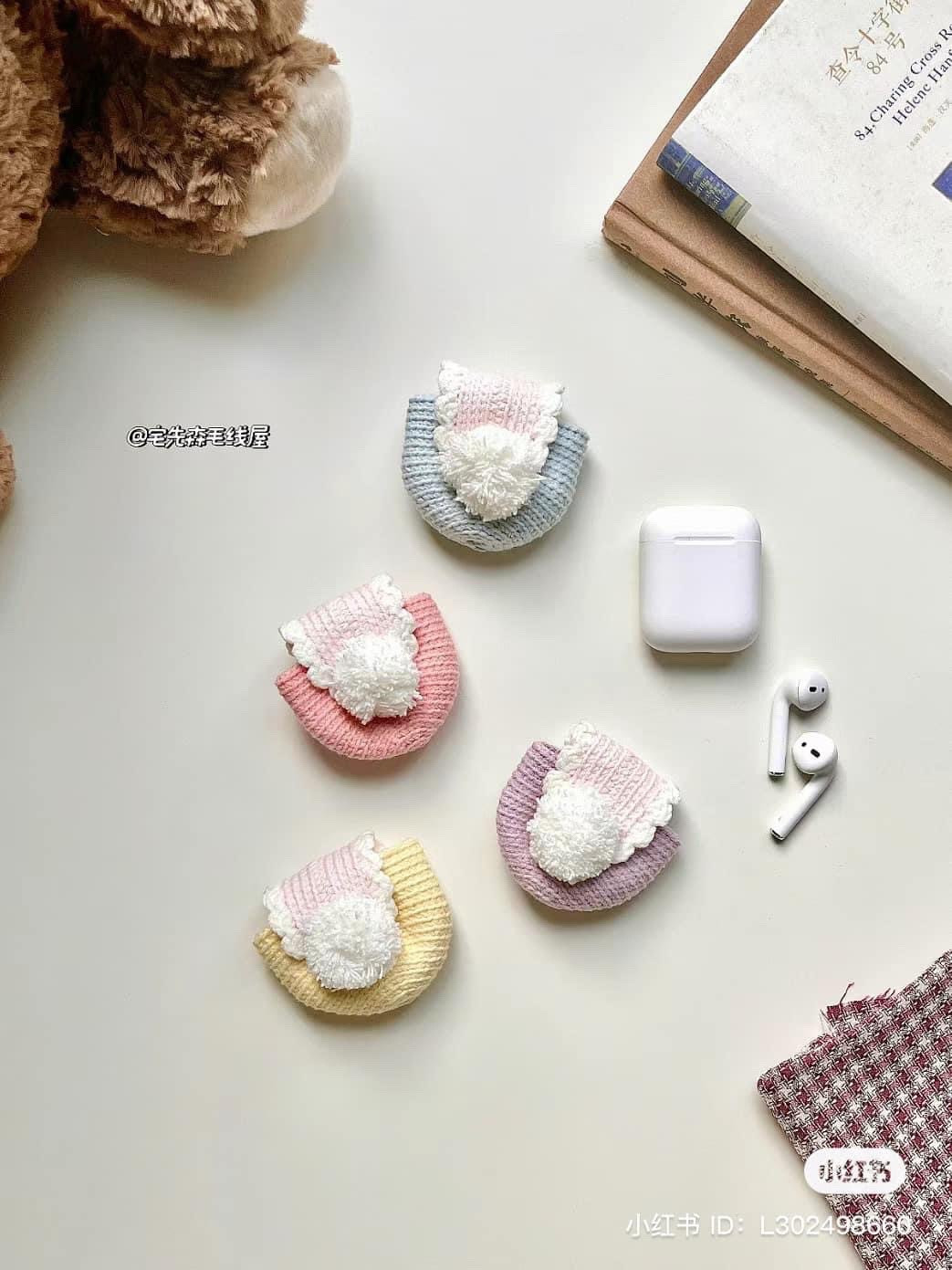 Chart móc len túi đựng tai nghe AirPods nhiều màu pastel