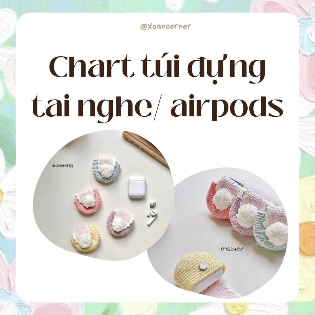 Chart móc len túi đựng tai nghe AirPods nhiều màu pastel