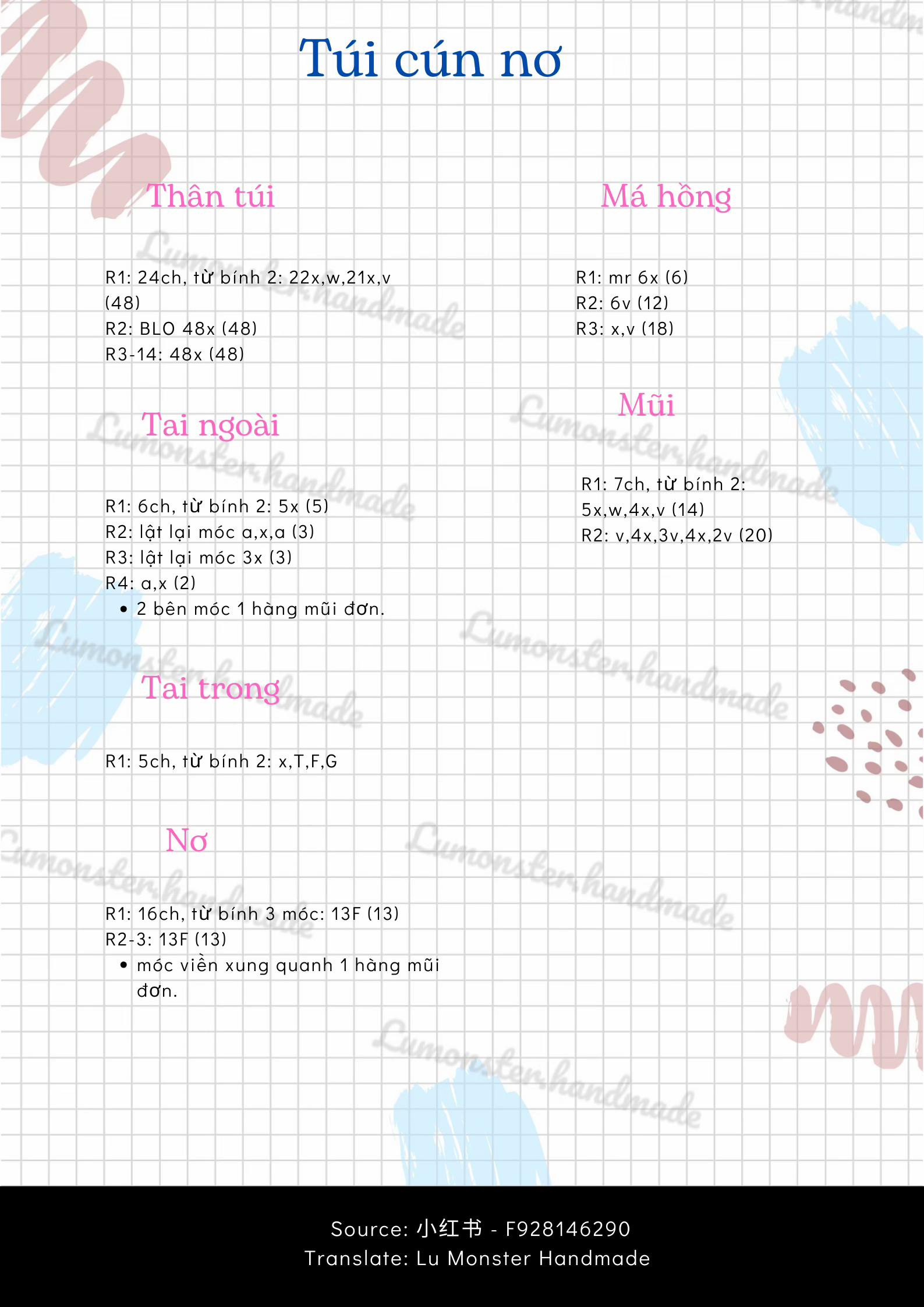 Chart móc len túi hình chó Corgi và chó trắng dễ thương
