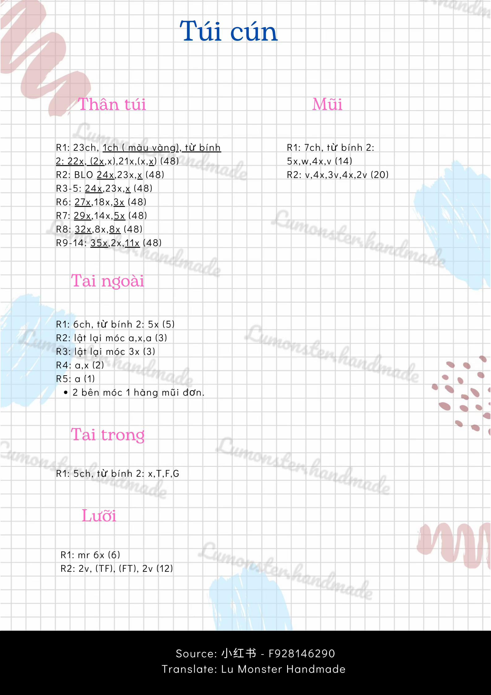 Chart móc len túi hình chó Corgi và chó trắng dễ thương