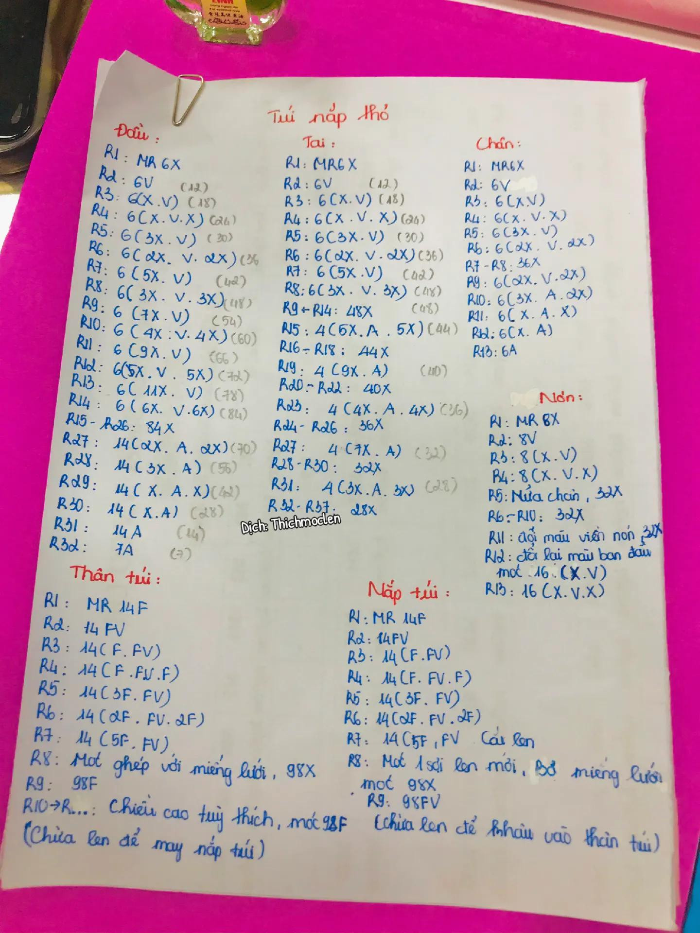 Chart móc len túi nắp hình thỏ Cinnamoroll dễ thương màu trắng xanh với hoa văn tuyết