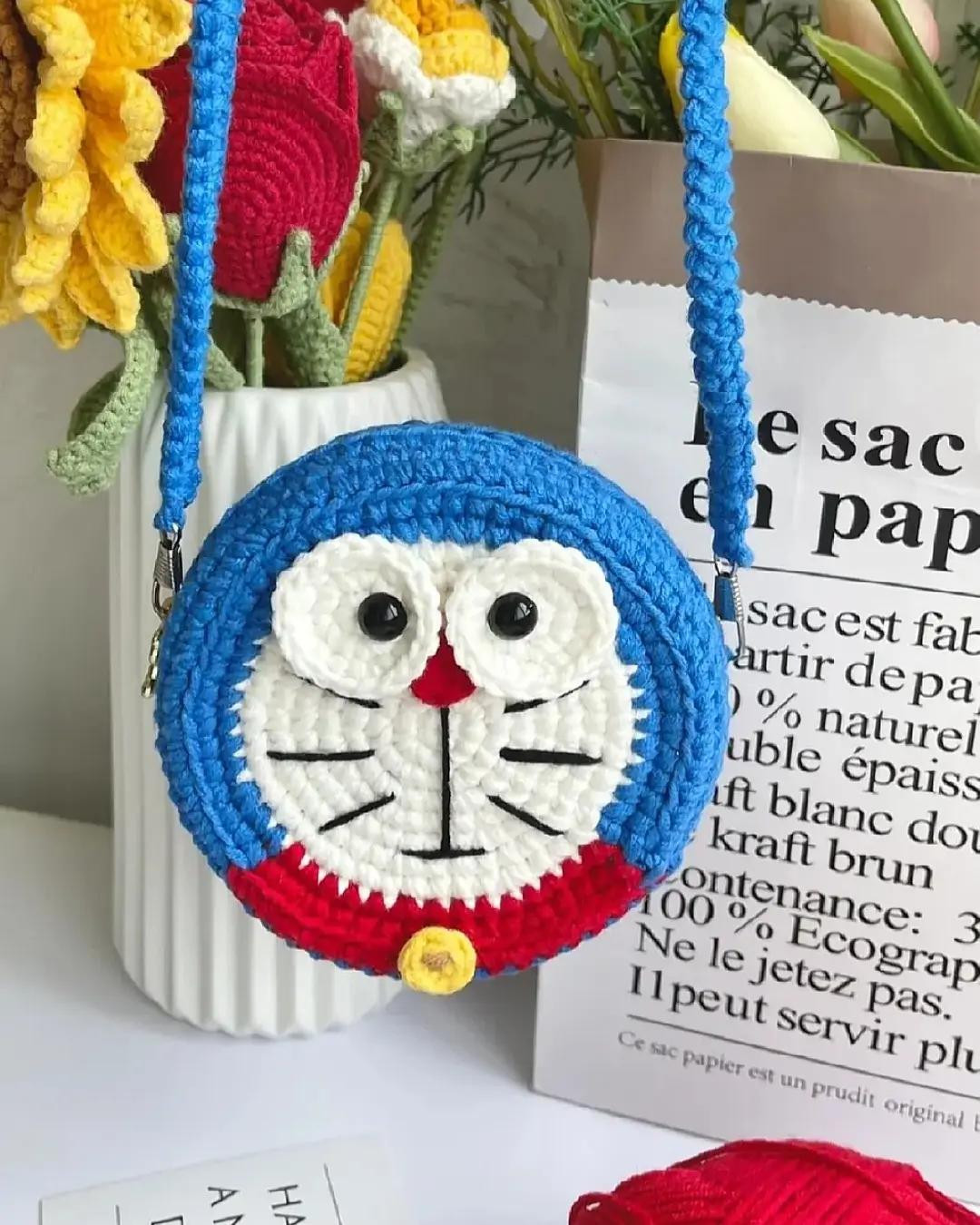 Chart Móc Len Túi Xách Doraemon Tròn, Hướng Dẫn Chi Tiết Từng Hàng