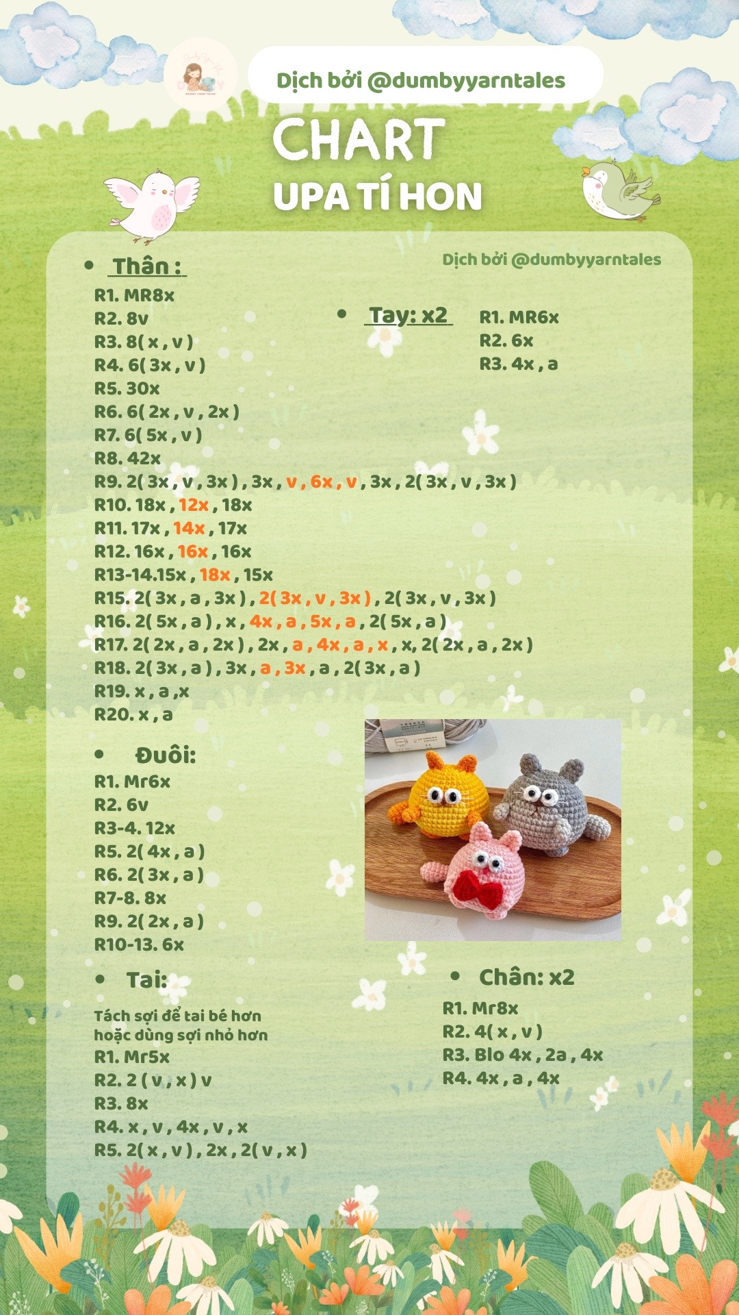 Chart móc len Upa tí hon - Dịch bởi Dumby Yarn Tales