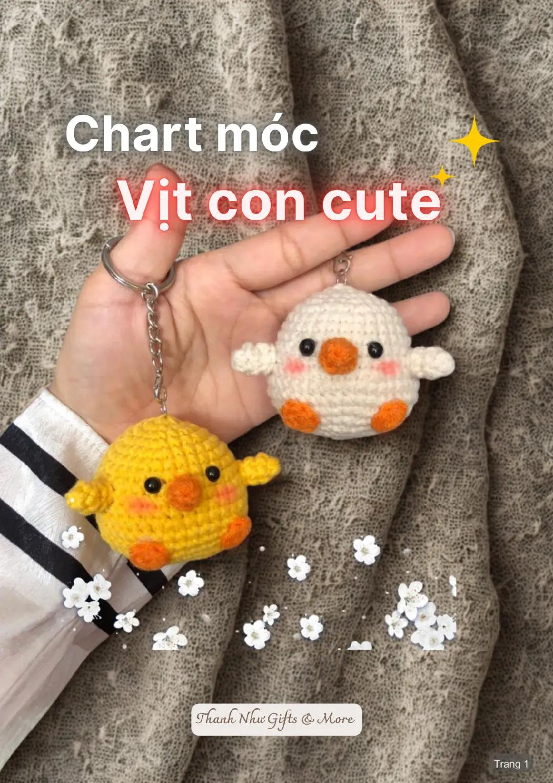 Chart móc len Vịt con cute màu vàng và trắng