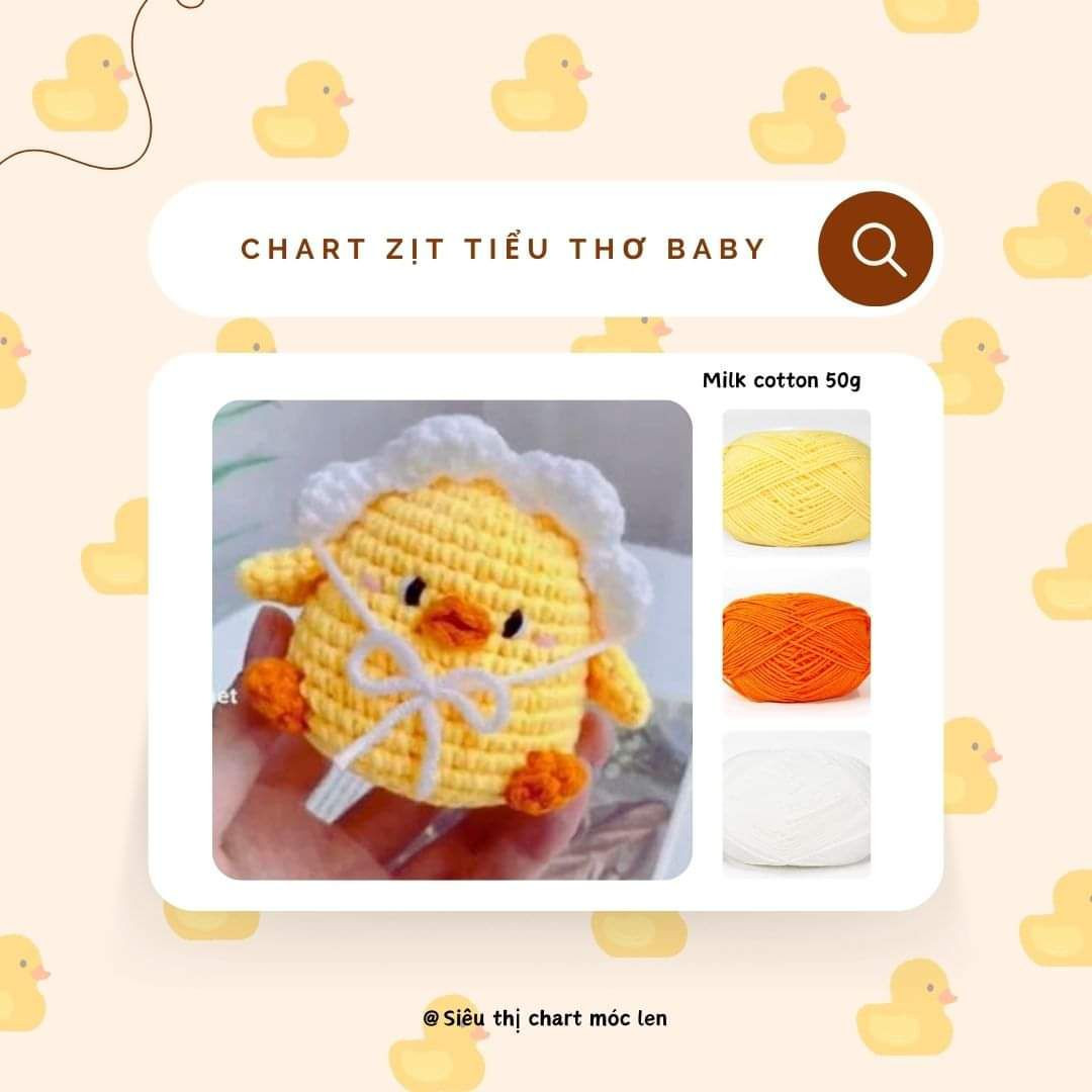 Chart móc len vịt con Tiều Thơ Baby màu vàng