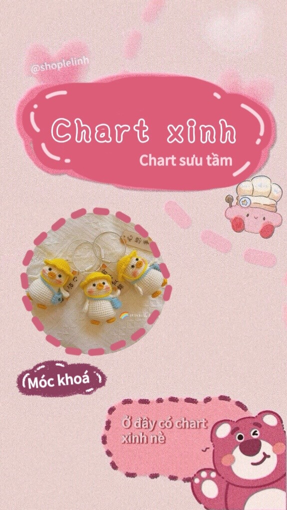 Chart móc len vịt đeo cặp dễ thương