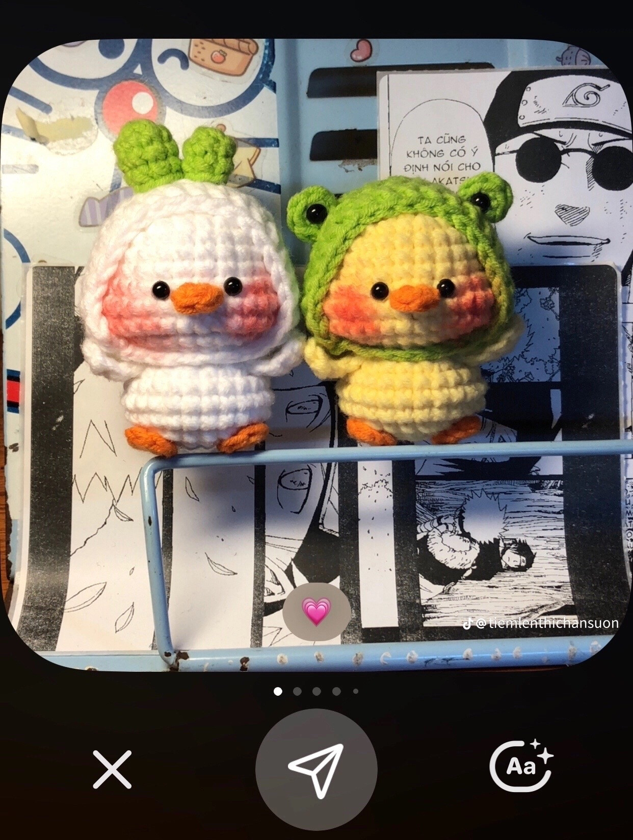 Chart móc len Vịt Mini dễ thương màu vàng trắng