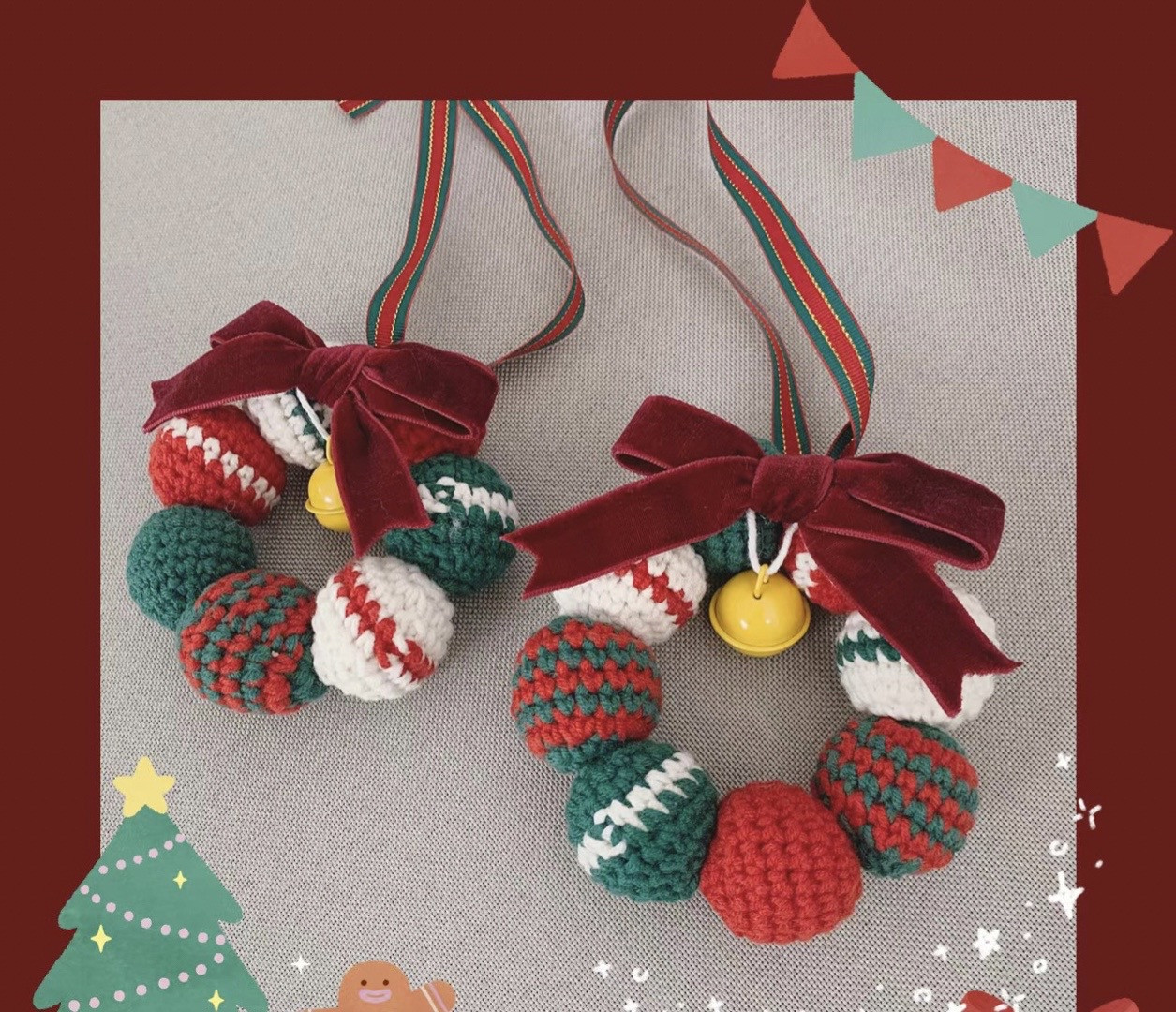 Chart Móc Len Vòng Nguyệt Quế Noel Từ Hình Tròn