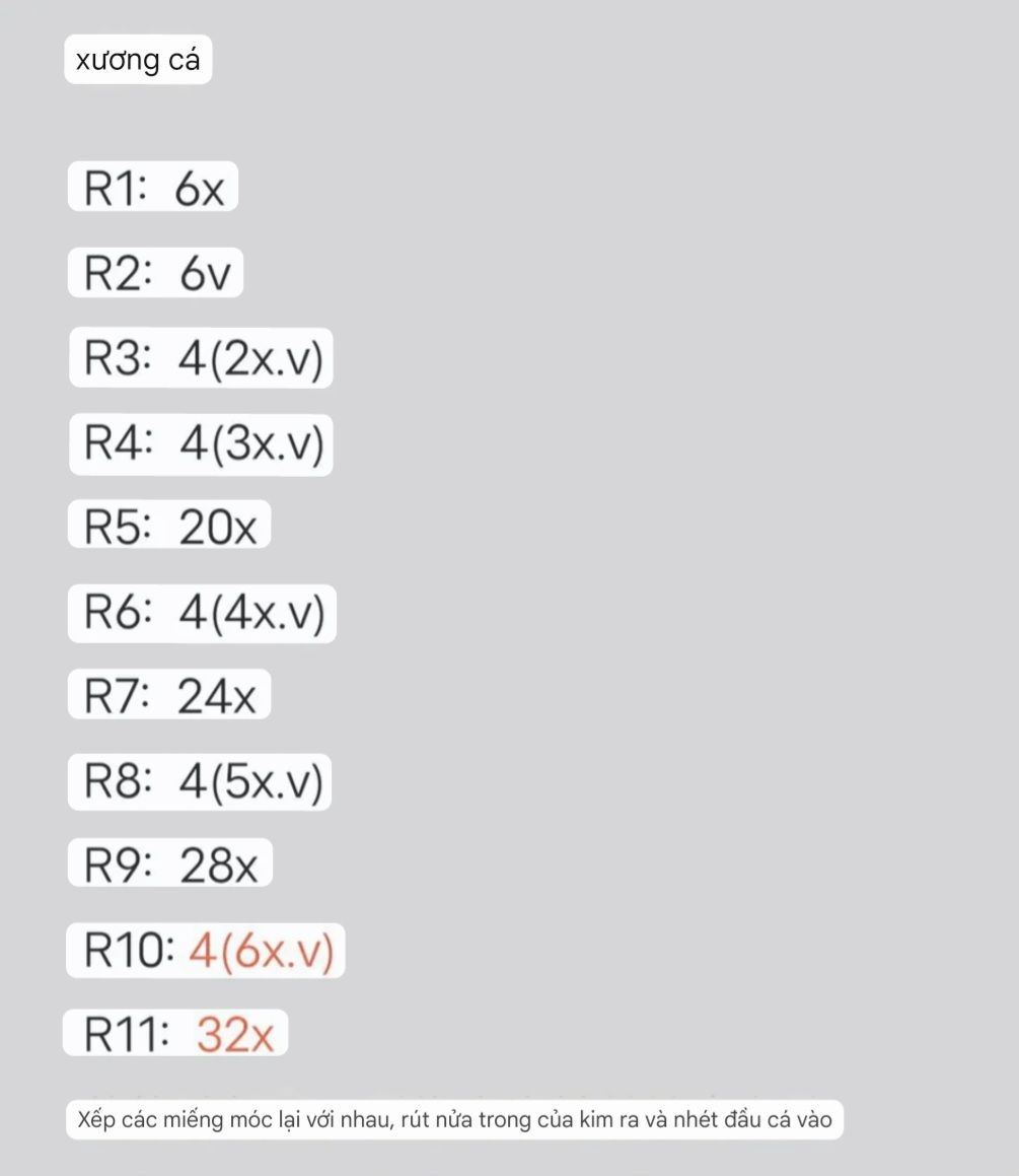 Chart Móc Len Xương Cá Nhiều Màu Sắc Dễ Thương