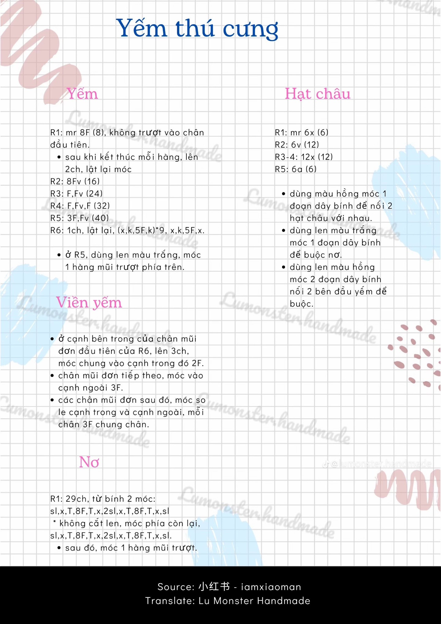 Chart móc len yếm và mũ cho thú cưng, mèo