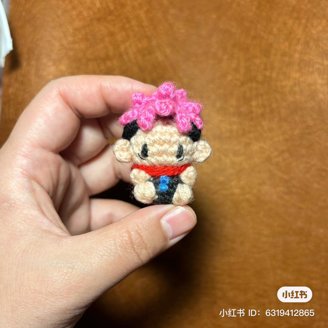 Chart móc len Yuji Itadori tóc hồng, hướng dẫn chi tiết từng hàng cho búp bê amigurumi dễ thương