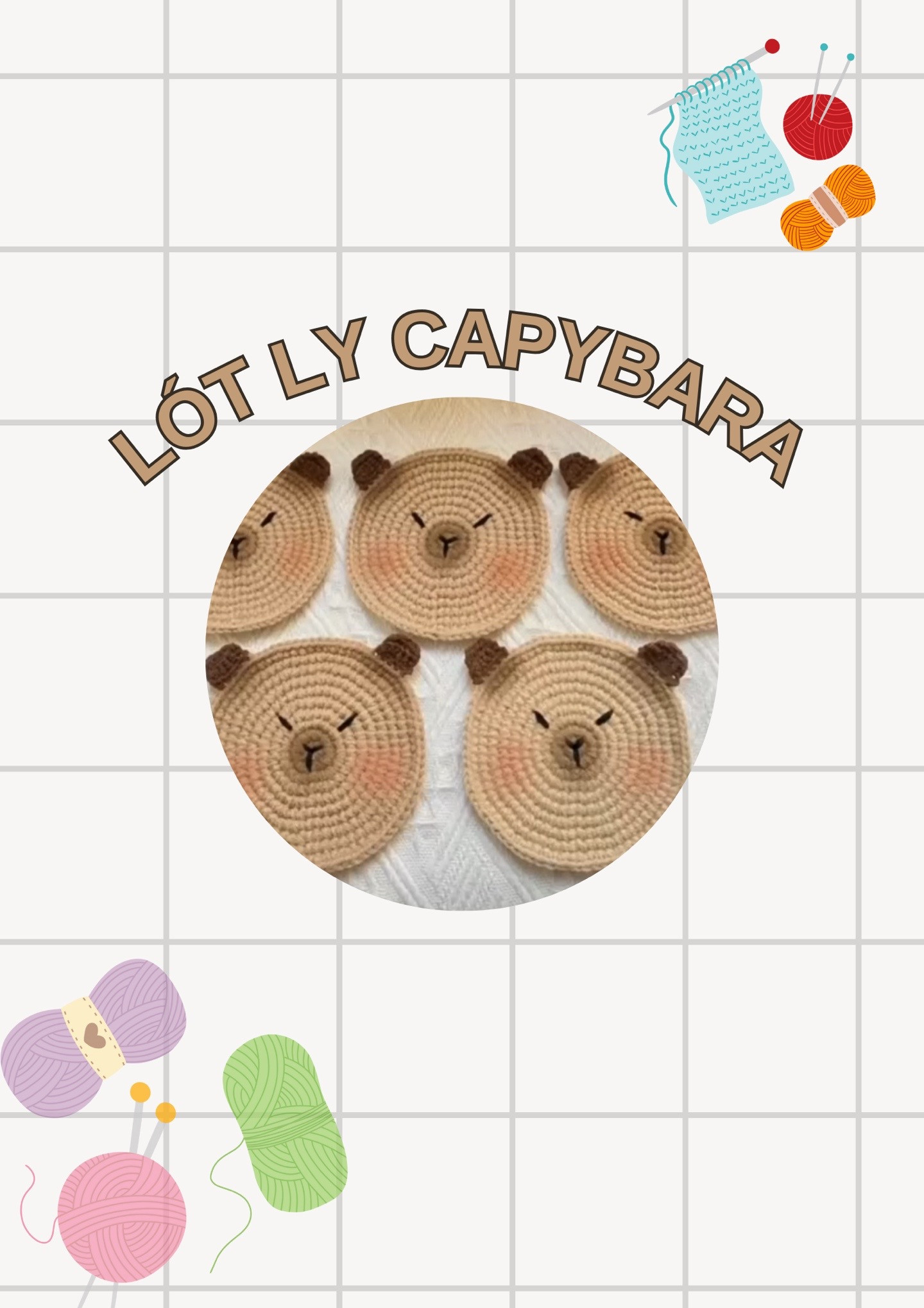 Chart móc lót ly hình Capybara dễ thương