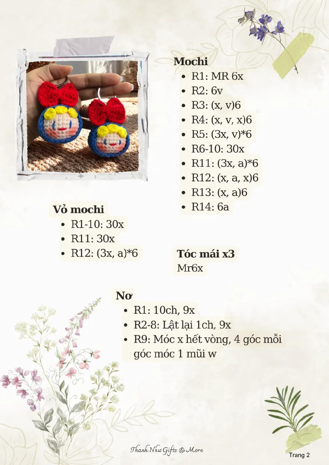 Chart móc Mochi Bạch Tuyết dễ thương