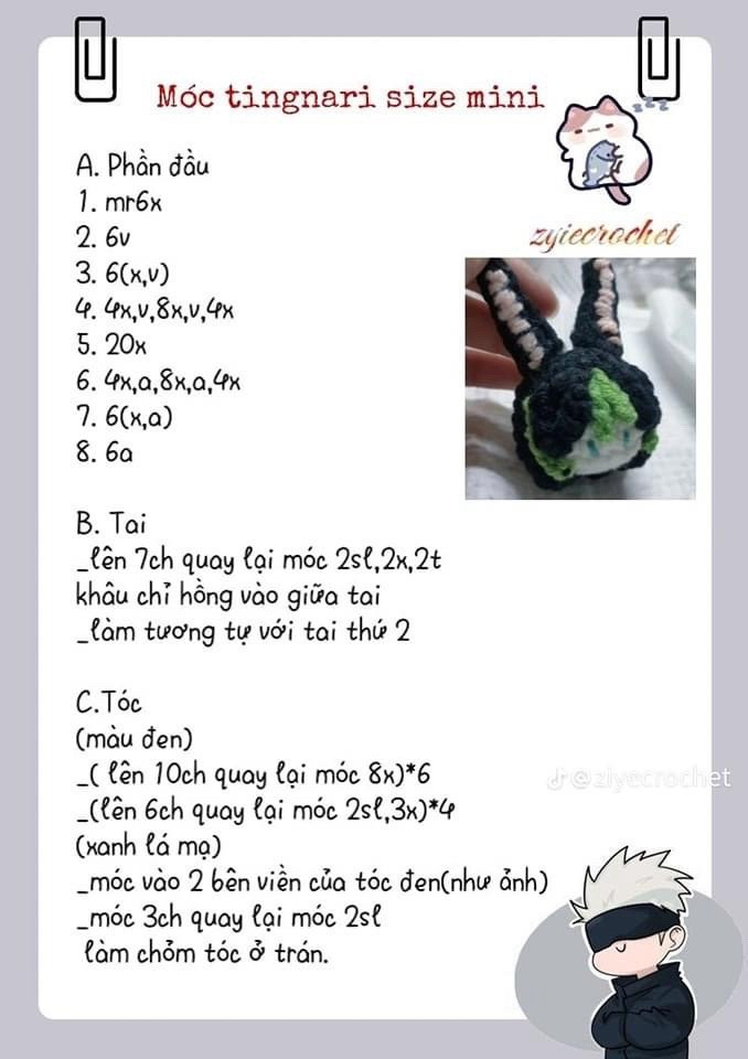 Chart móc mũ rừng và mũ hổ cho búp bê len