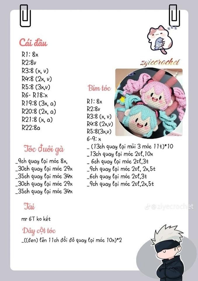 Chart móc mũ rừng và mũ hổ cho búp bê len