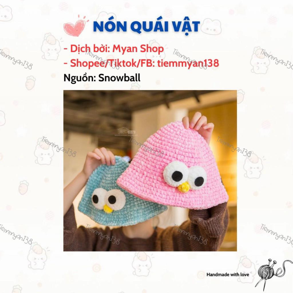 Chart Móc Nón Quái Vật Mắt Lớn Màu Hồng Xanh Cam