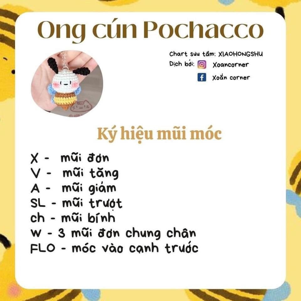 Chart móc Ong cún Pochacco dễ thương