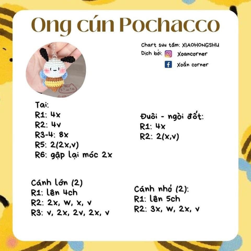 Chart móc Ong cún Pochacco dễ thương