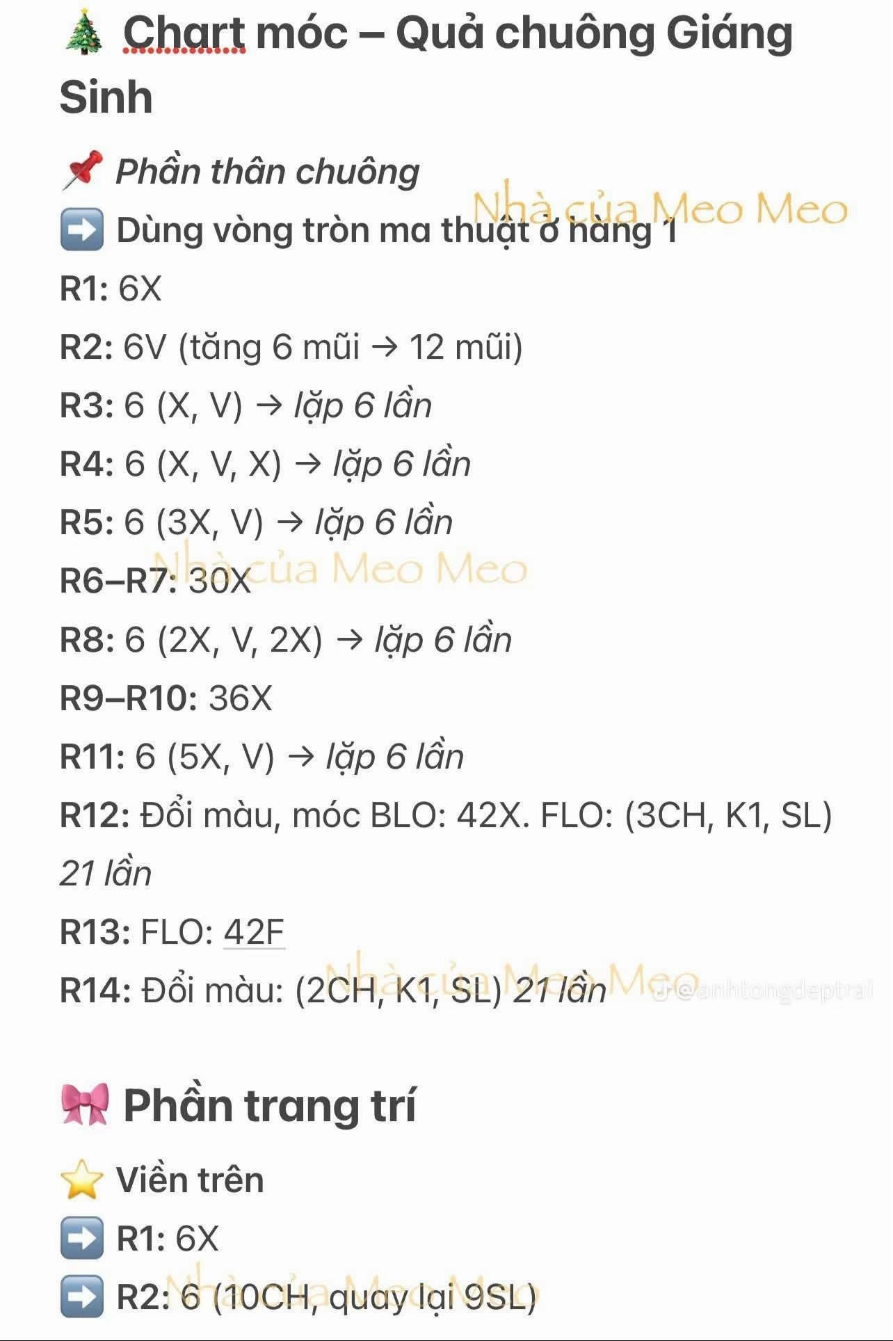 Chart móc Quả chuông Giáng Sinh và Hello Kitty