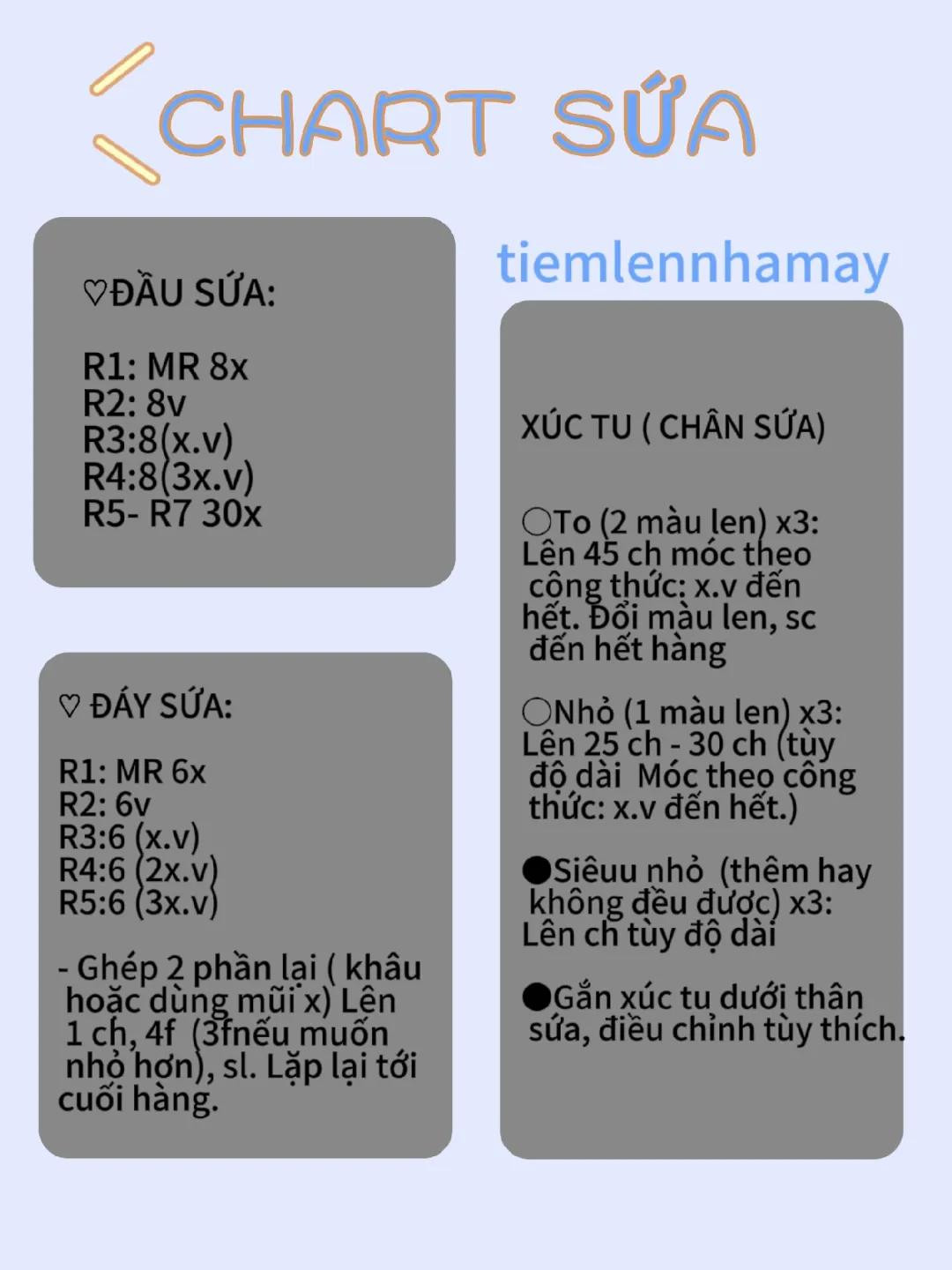Chart móc sứa biển màu xanh trắng dễ thương