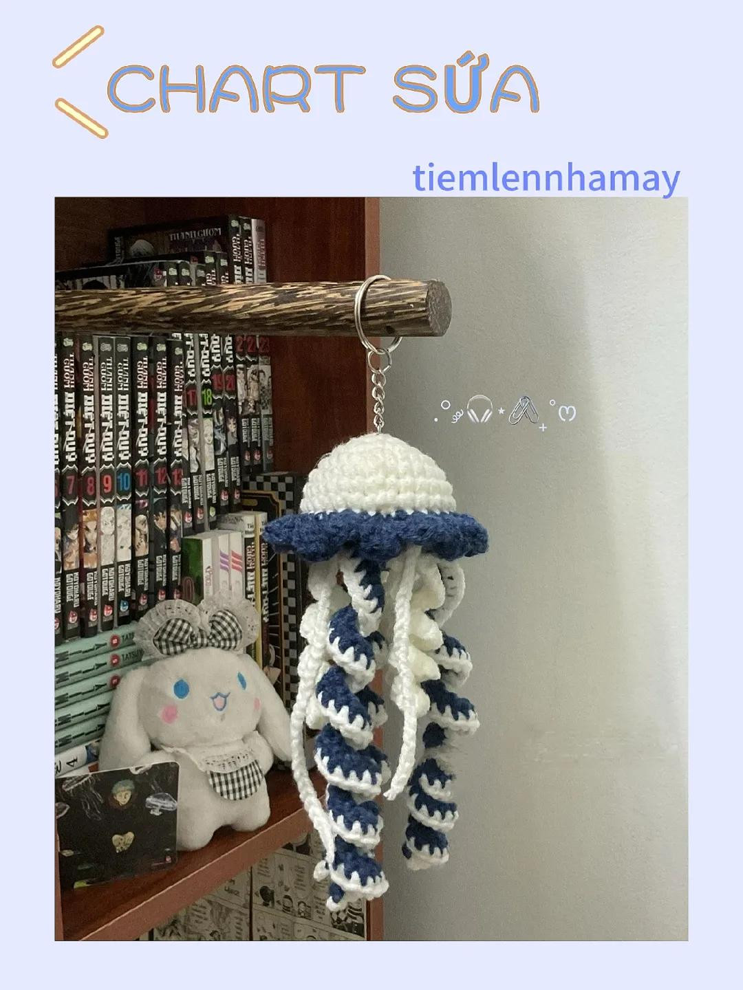Chart móc sứa biển màu xanh trắng dễ thương