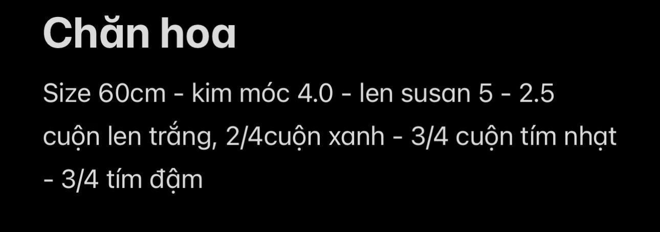 Chart móc thảm hoa len tròn size 60cm viền tím xanh