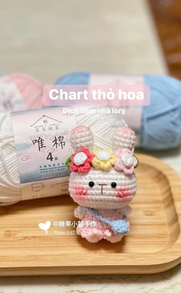 Chart móc thỏ hoa đầy đủ chi tiết và dễ thương